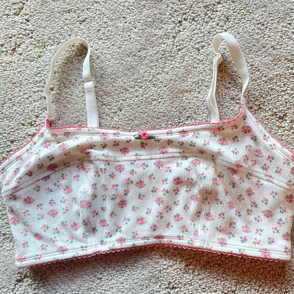 Baby Pink n White Rose Bralette 🎀